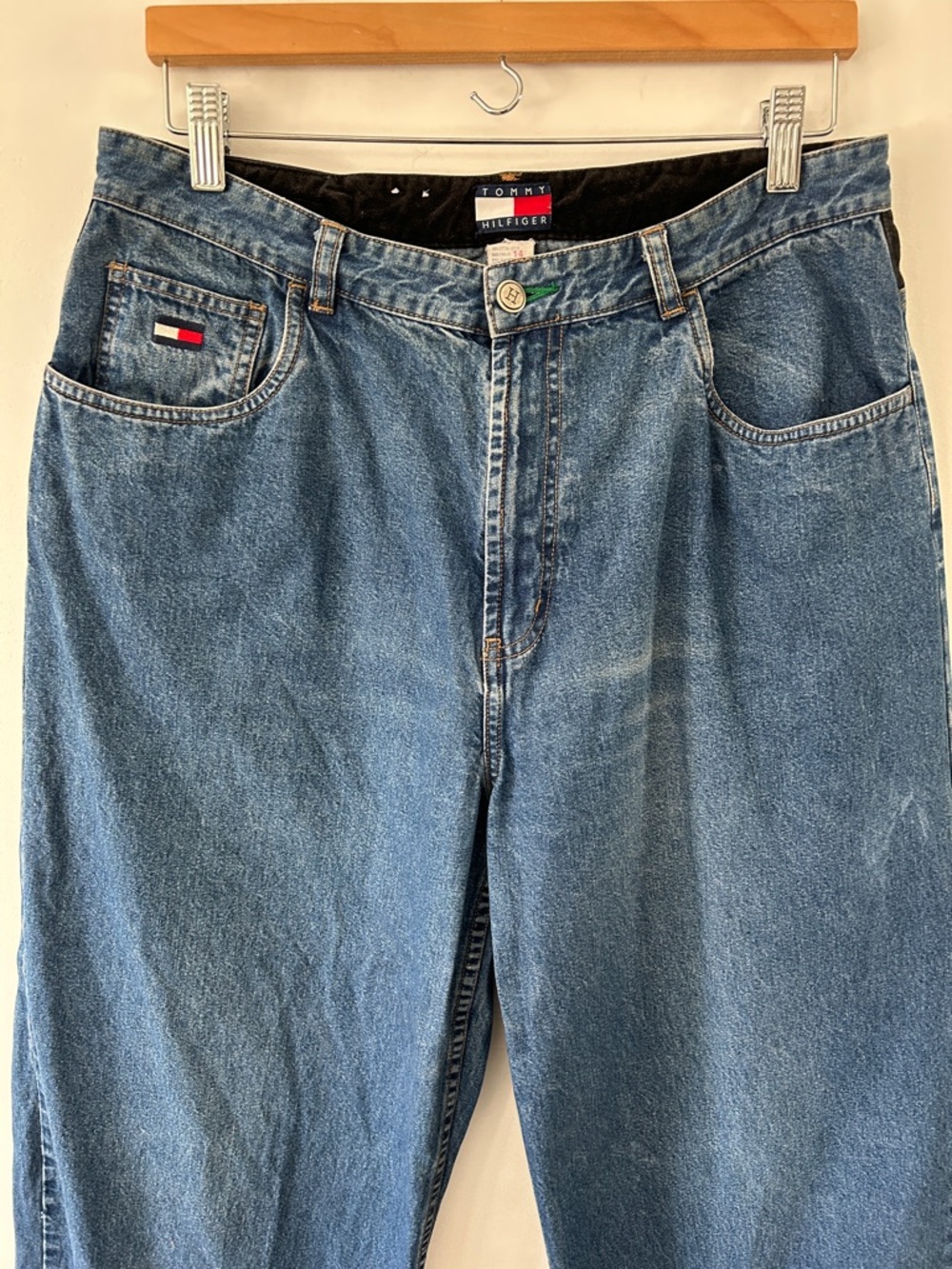 Vintage Tommy Hilfiger Jeans Women’s 14 Barrell Leg High Waisted Velvet Trimmed - Picture 16 of 16
